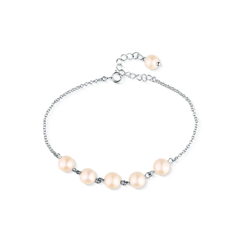 JVD Dámský mohutný stříbrný náramek se zirkony a perlami SVLB0472XH2P118