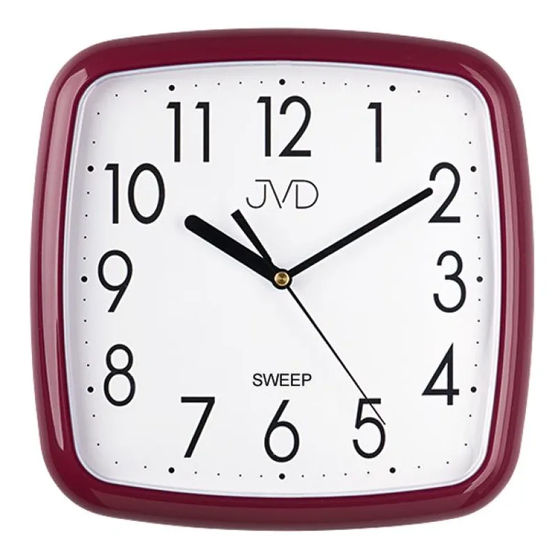 Červené bordové nástěnné tiché netikající hodiny JVD sweep HP615.13