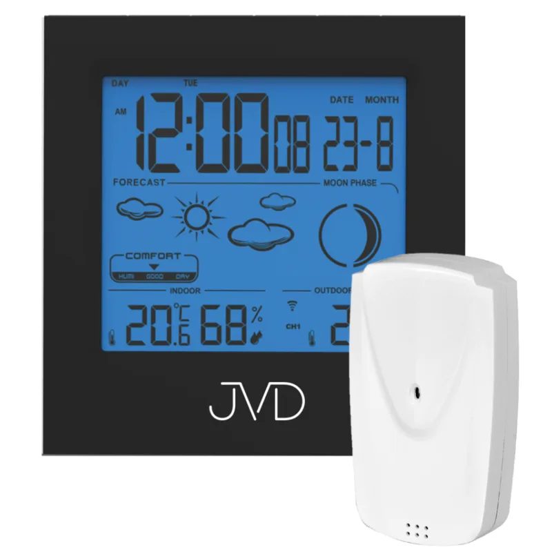 JVD Černá bezdrátová meteostanice s venkovním čidlem JVD RB672.1