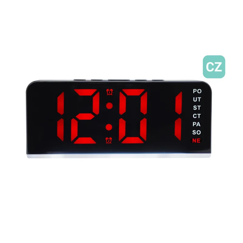 JVD Digitální černý budík do sítě s červenými číslicemi JVD SB8033.3