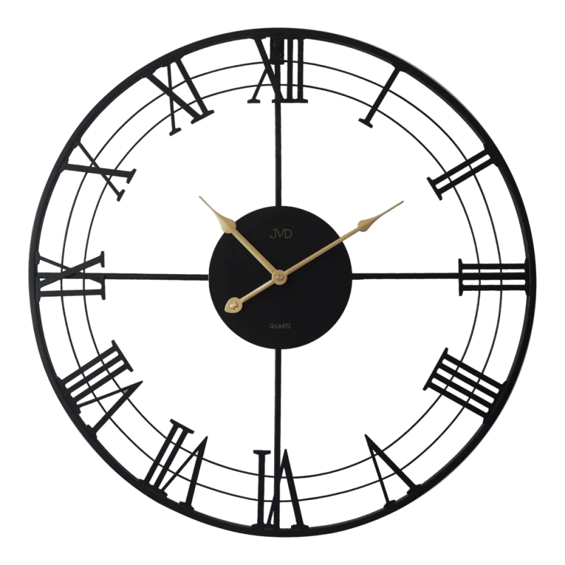 JVD Černé designové exkluzivní nástěnné hodiny JVD HJ103 se zlatými prvky
