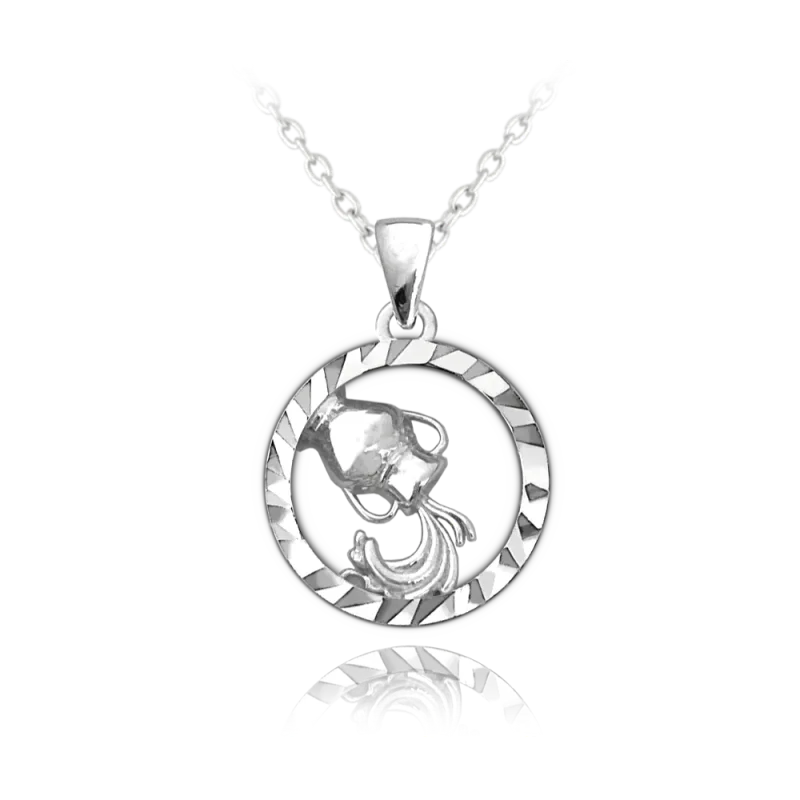 MINET Stříbrný náhrdelník Zodiac znamení VODNÁŘ