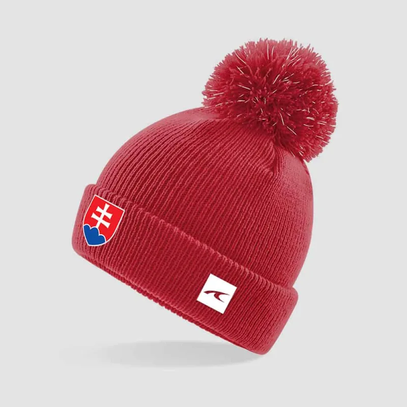 Slovensko pletená zimná čiapka červená detská