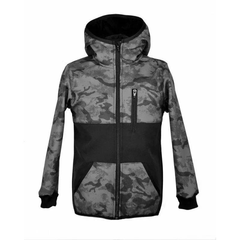 Softshellová bunda - šedý maskáč- so zapínacím vreckom zimná, veľ.122-134