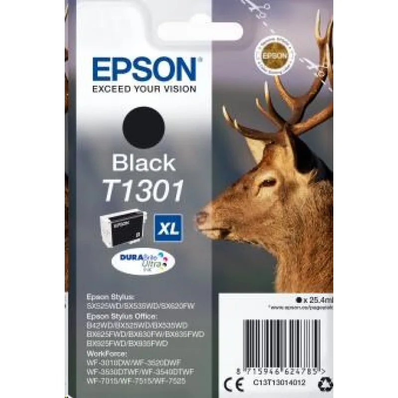 Atrament EPSON čierny Singlepack "Deer" Black T1301 DURABrite Ultra Ink …