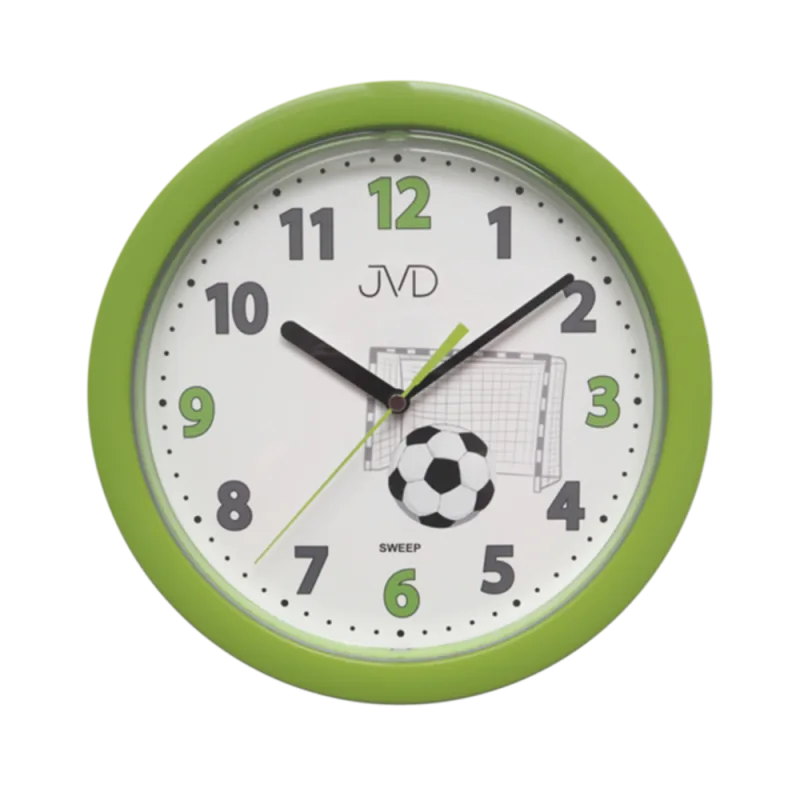 JVD Nástěnné zelené dětské hodiny s fotbalovými motivy HP612.D4