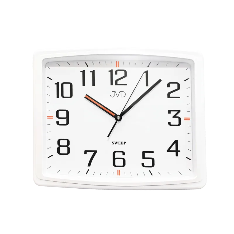 JVD Nástěnné hranaté tiché netikající bílé hodiny JVD HX2497.1