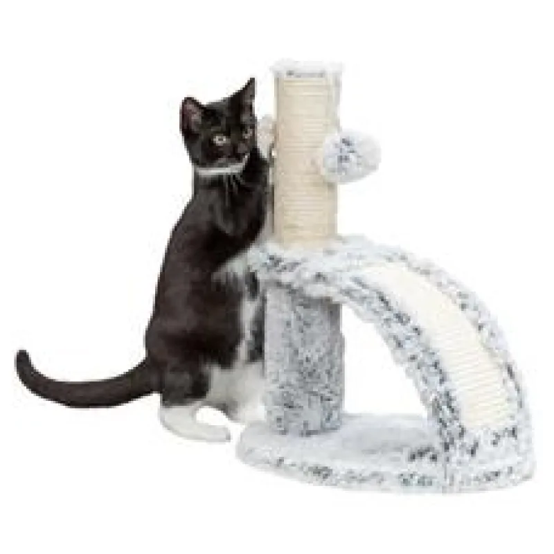 Škrabadlo WINNIE Junior s kartáčem, 43 cm, sisal/ dlouhovlasý plyš, šedá 1 ks