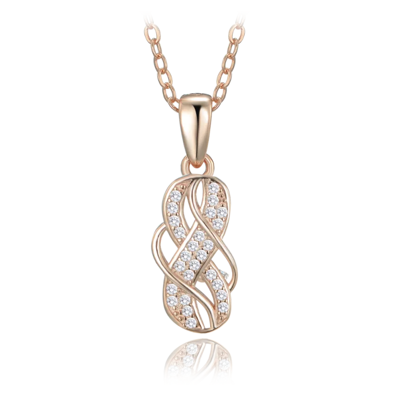 MINET Rose gold luxusní stříbrný náhrdelník s bílými zirkony JMAS0258RN45