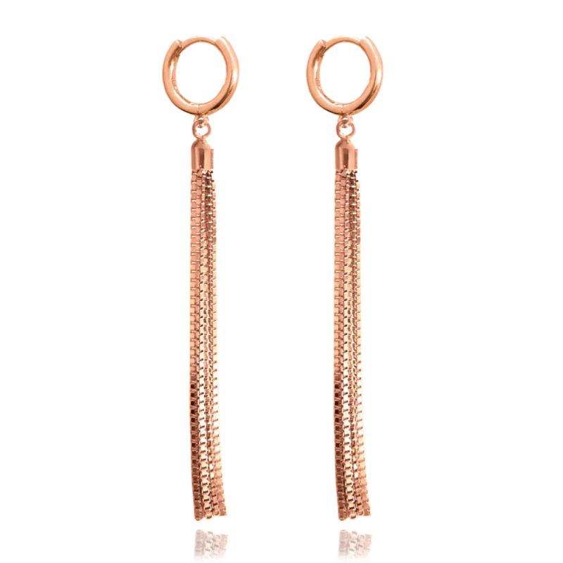 MINET Rose gold řetízkové stříbrné visací náušnice