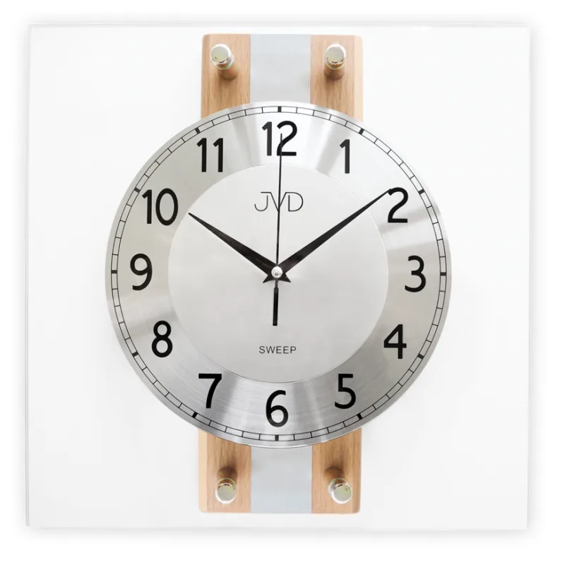 JVD Netikající tiché skleněné dřevěné nástěnné hodiny JVD NS21051.2
