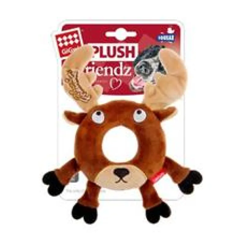 Hračka pes GiGwi Plush Friendz sob s gumovým kroužkem 1 ks