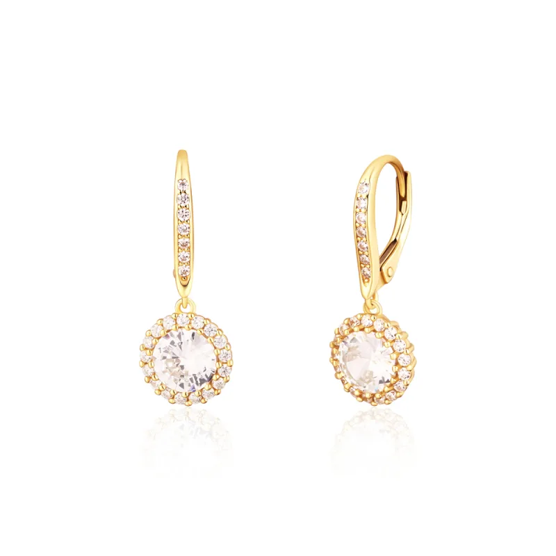 JVD Dámské stříbrné visací náušnice se zirkony na patent SVLE0627SH2GO00