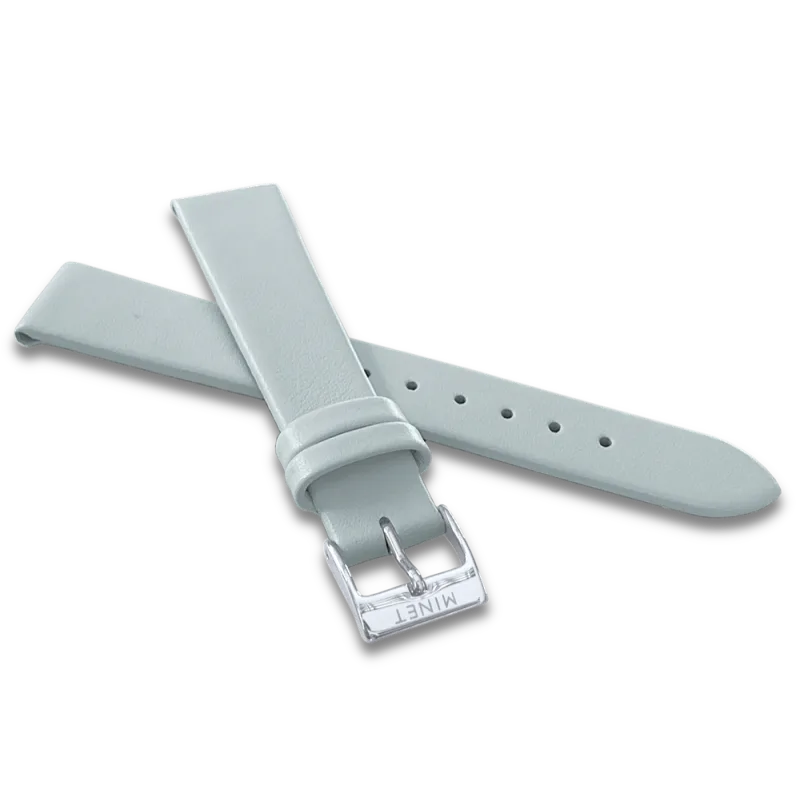 MINET Šedý kožený řemínek se stříbrnou sponou - 14 MSLAS14