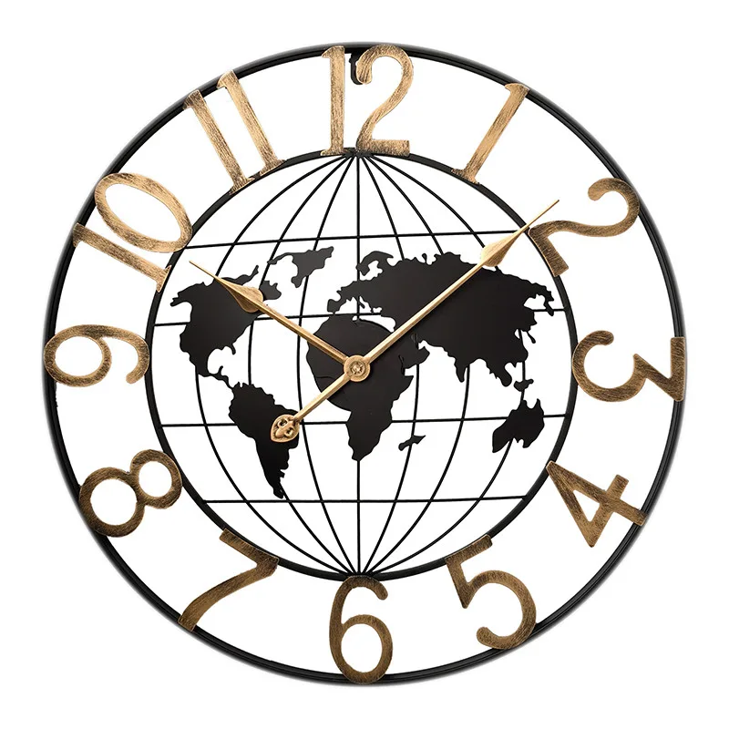 MPM Designové nástěnné kovové hodiny s motivem světa MPM Honua E04.4530.9080