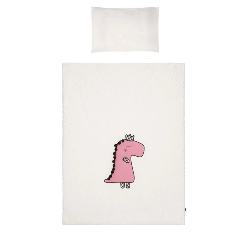 3-dielne posteľné obliečky Belisima Dino 3D 90/120 smotanovo-ružové