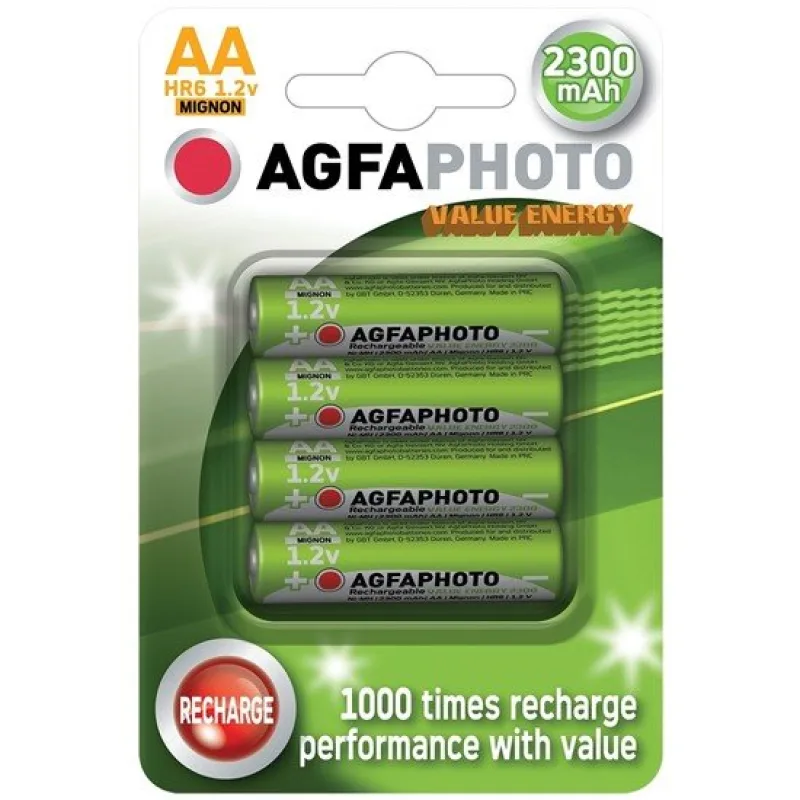 AgfaPhoto nabíjacie NiMH batérie 1.2V, AA, 2300mAh, blister 4ks AP…