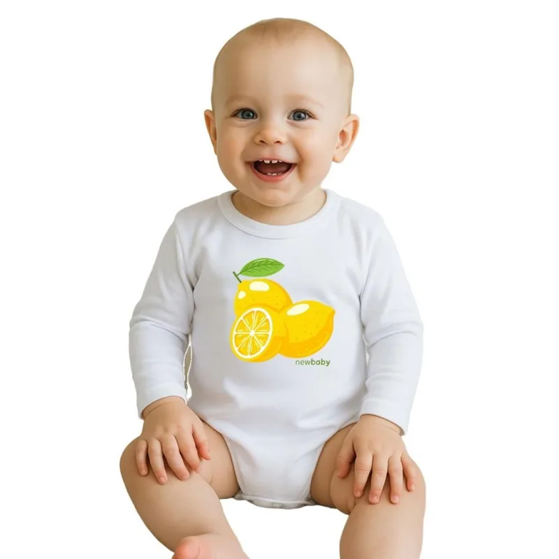 Detské body s potlačou New Baby Lemon - krátky rukáv