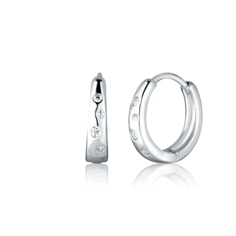 JVD Dámské kruhové stříbrné náušnice se zirkony SVLE3021X61BI00