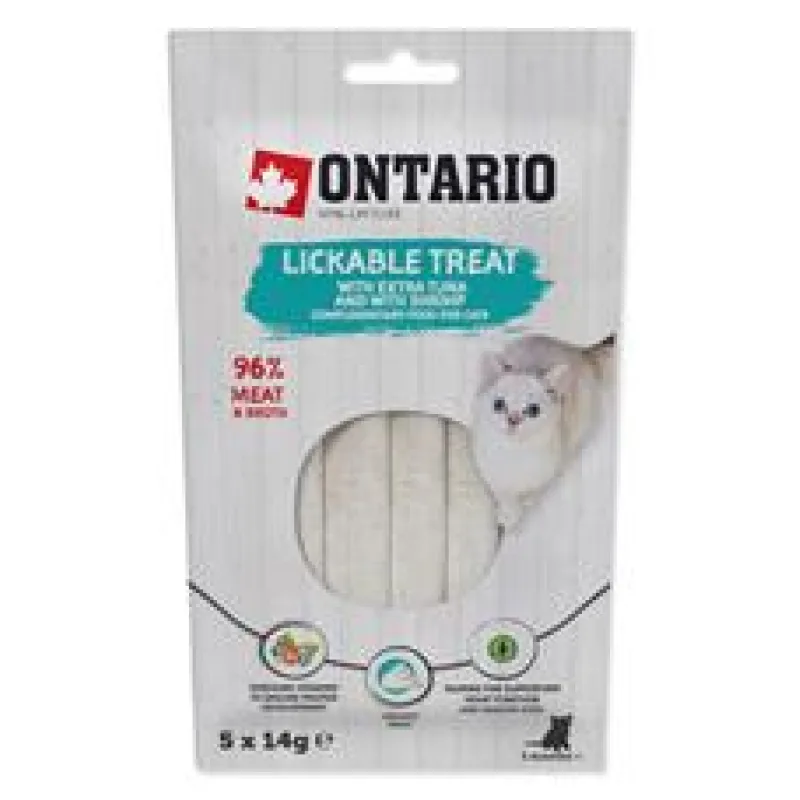 Pochoutka ONTARIO lízací s extra tuňákem a s krevetami 5 x 14g