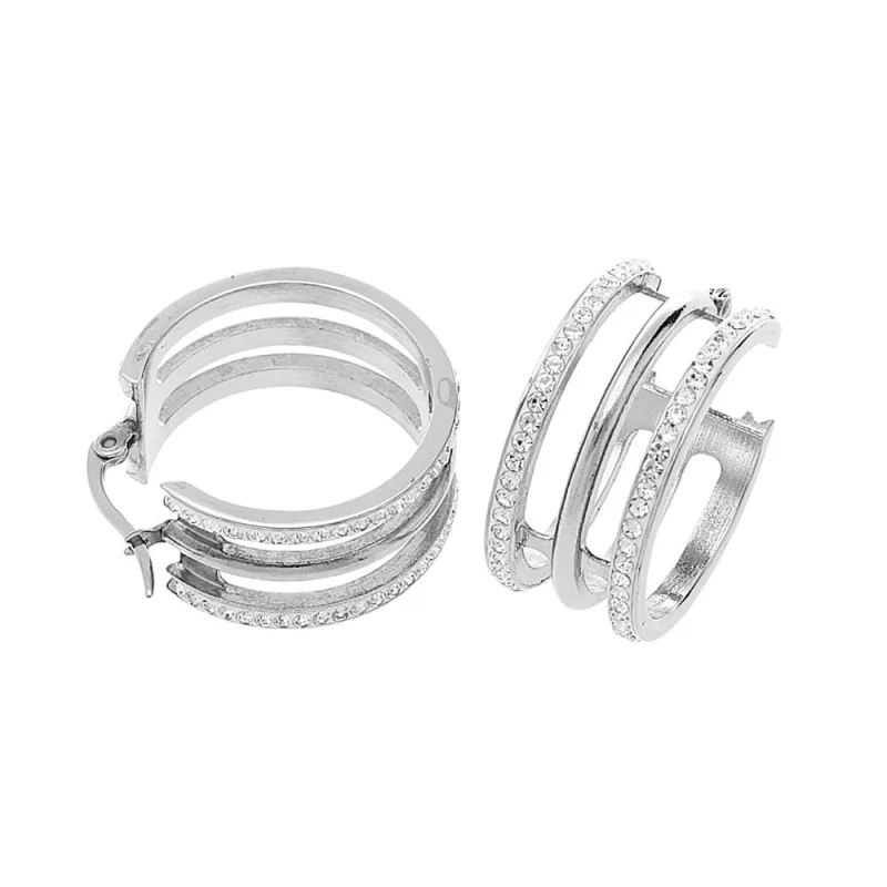 MPM Dámské ocelové nerezové náušnice 70034 - stříbrné barvy