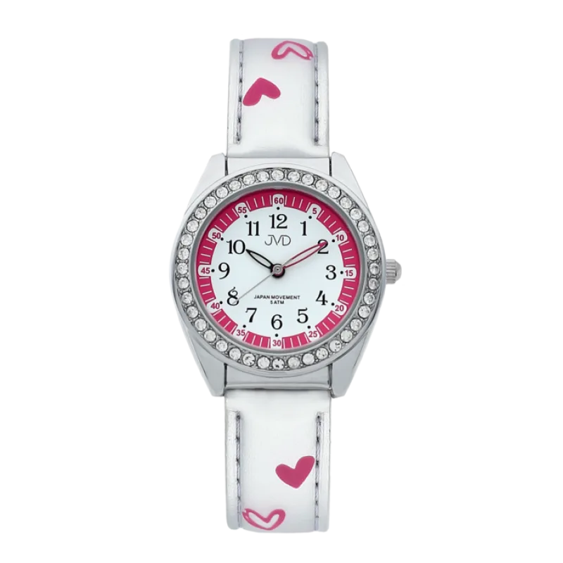 Dětské dívčí hodinky JVD basic J7117.4 se zirkony a srdíčky