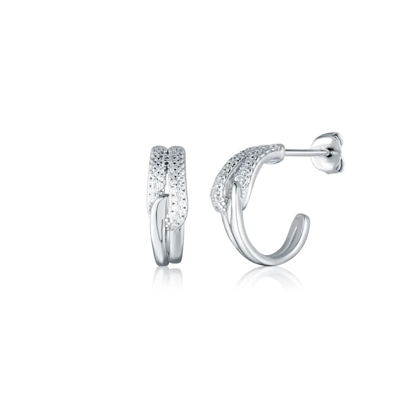 JVD Dámské peckové stříbrné náušnice na puzetku se zirkony SVLE2980X61BI00