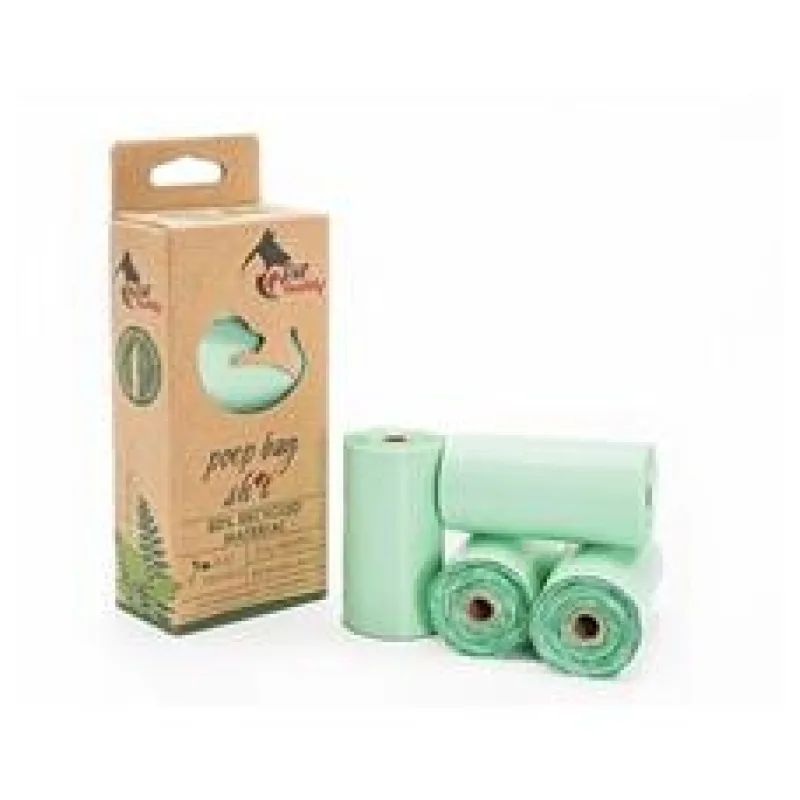 PetBuddy recyklované sáčky na psí exkrementy, 4 role / á 15 sáčků, zelená s potiskem