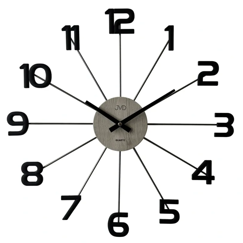 JVD Designové kovové černé paprskovité hodiny JVD HT118.2