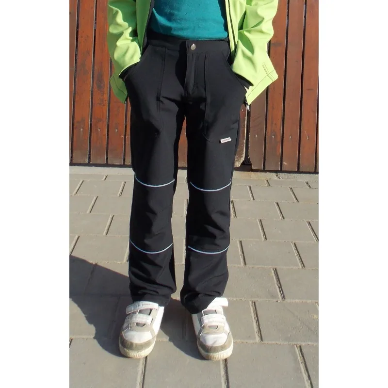 Detské nohavice softshellové čierne - na cvok 86-116