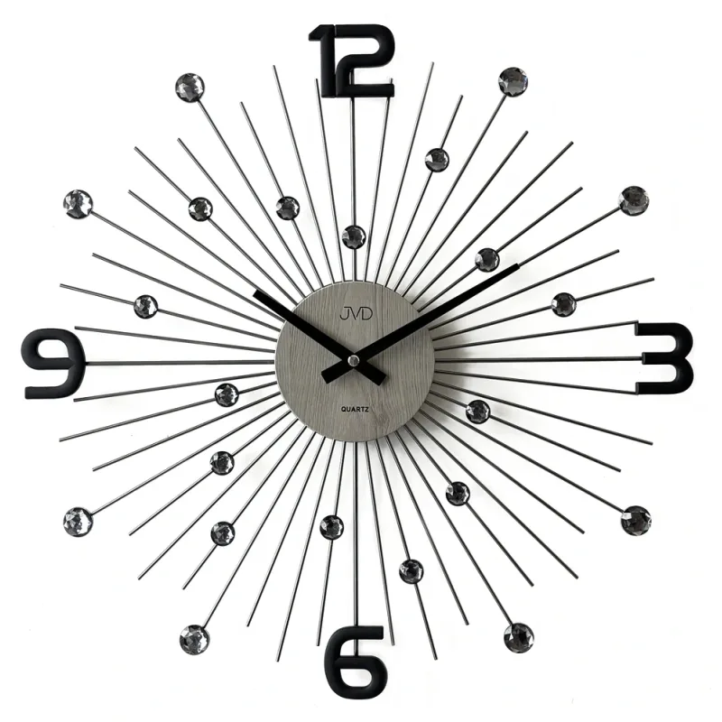 JVD Designové kovové černé paprskovité hodiny JVD HT117.2