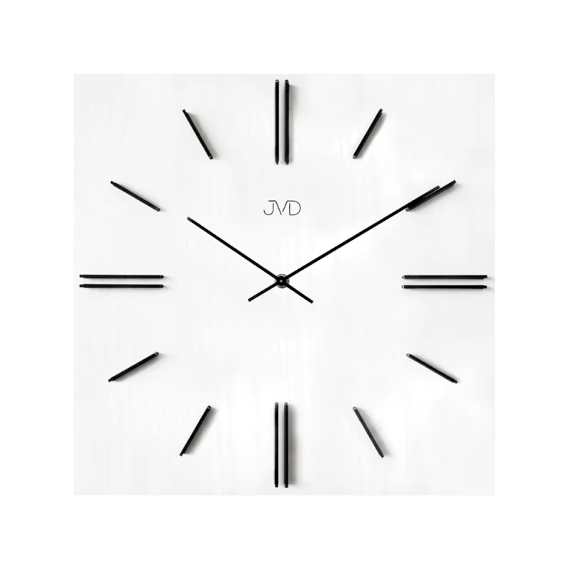 JVD Bílé dřevěné designové hranaté nástěnné hodiny JVD HC45.3