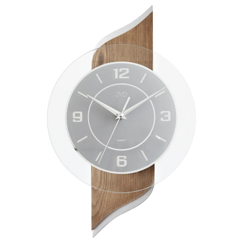 JVD Nástěnné dřevěné skleněné netikající tiché hodiny JVD NS22004/11