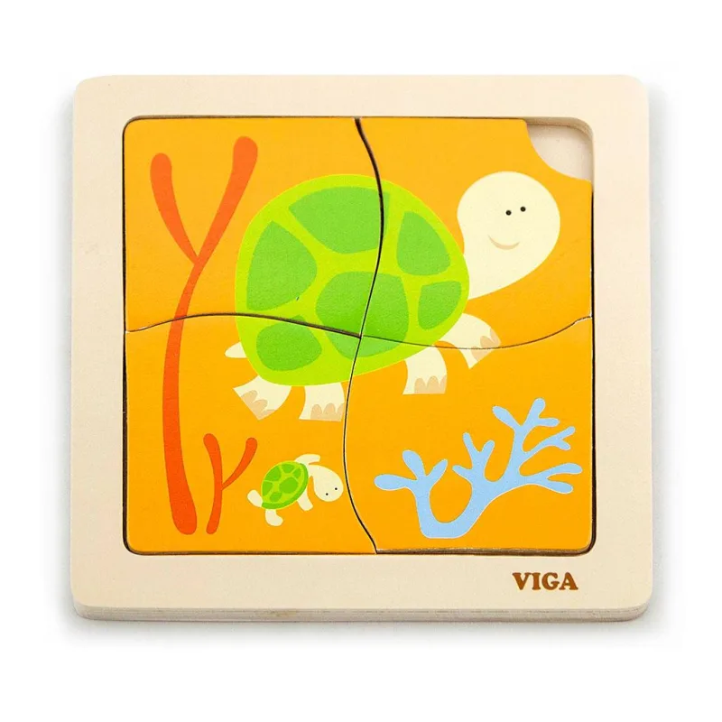 Drevené puzzle pre najmenších Viga 4 ks Želvička