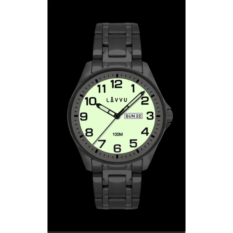 LAVVU Pánské hodinky LAVVU BERGEN White se svítícím číselníkem LWM0140