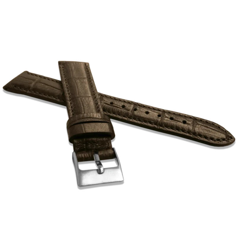 Metalický hnědý řemínek LAVVU CROCO METALLIC z luxusní kůže Top Grain - LSUUC20