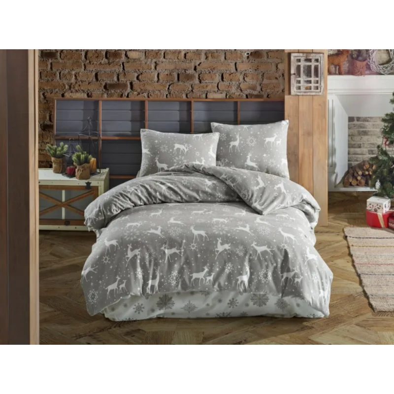 Flanelové obliečky, Escama grey 140x220/70x90 cm