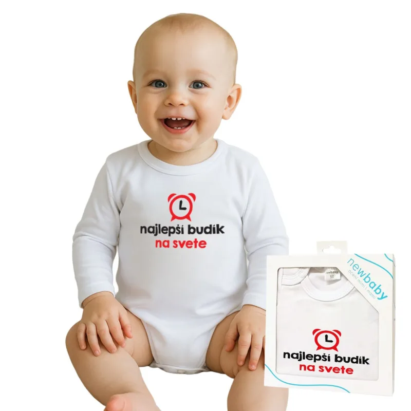 Body s potlačou New Baby najlepší budík na svete - darčekové balenie