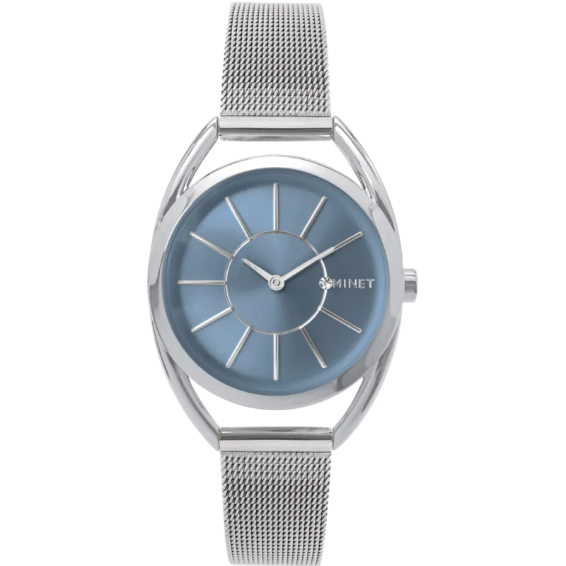 MINET Stříbrné náramkové dámské hodinky ICON BLUE MESH MWL5222
