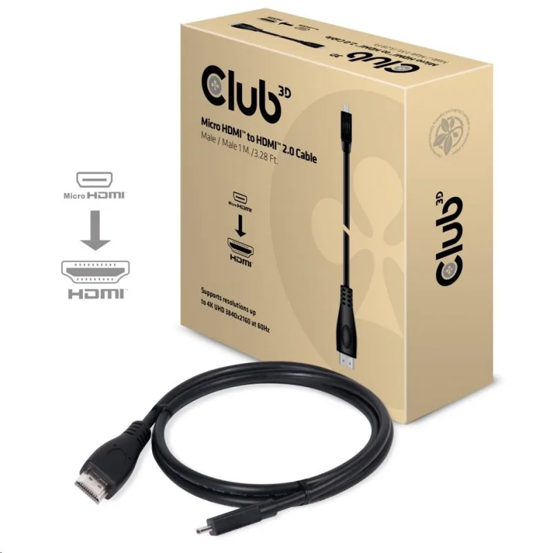 Club3D Micro HDMI na HDMI 2.0 4K60Hz UHD, (M/ M), 1m CAC-1351