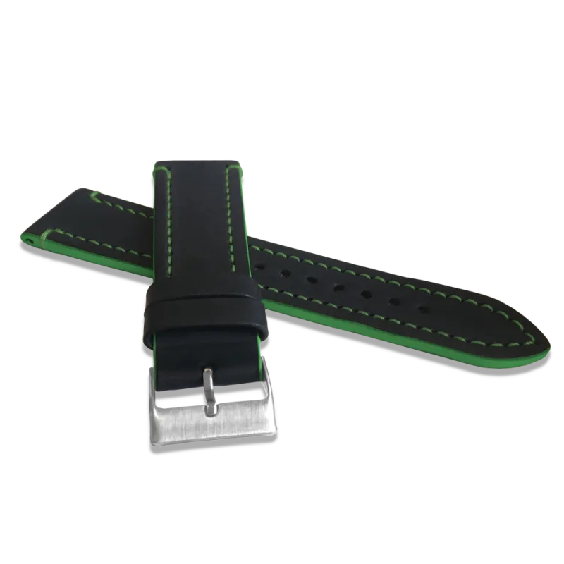 LAVVU Zeleně prošitý řemínek TAILOR z luxusní kůže Top Grain - 22 LSPBG22