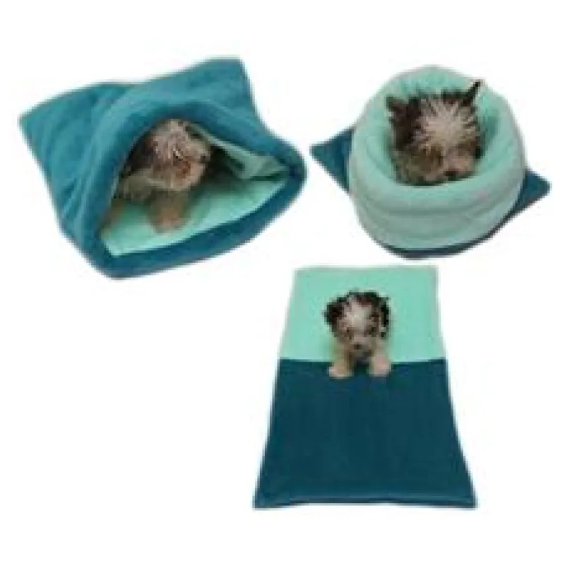 Marysa pelíšek 3v1 pro štěňátka/koťátka, tmavě zelený/světle tyrkysový