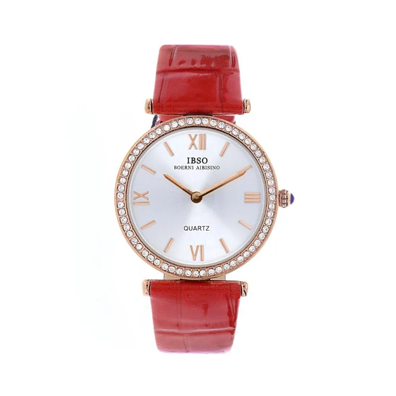 MPM Elegantní dámské hodinky s kamínky a koženým řemínkem W02X.11077.C