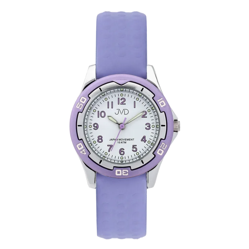 Fialkové odolné dětské chlapecké vodotěsné hodinky JVD J7185.1 - 10ATM