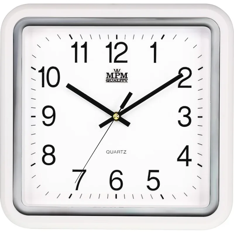 MPM Bílé hranaté hodiny MPM E01.2928