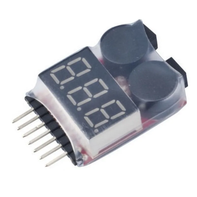 Tester Li-Pol/Li-Ion baterií 1-8 S s alarmem