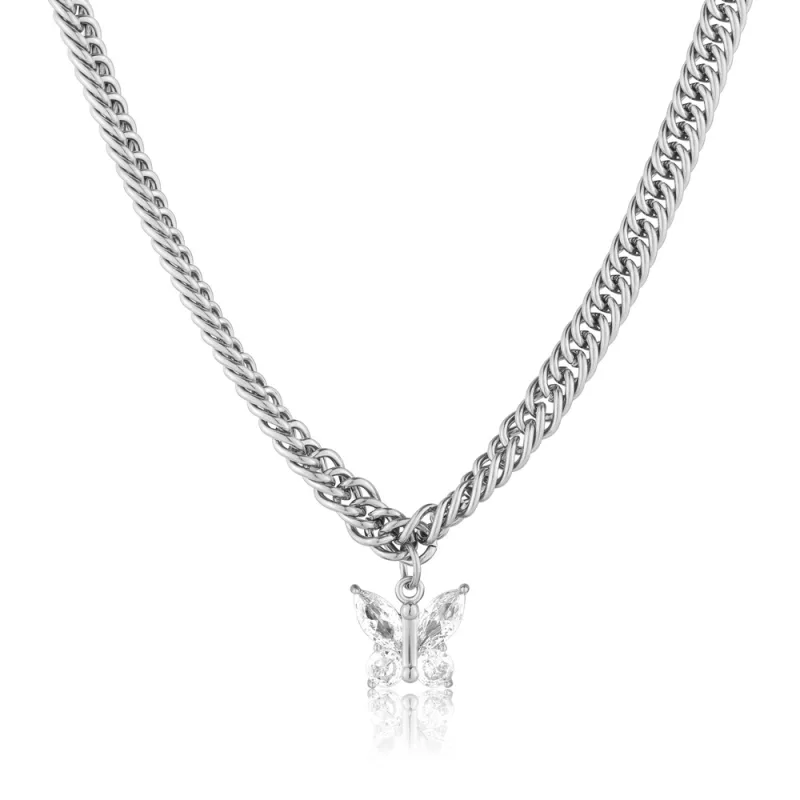 JVD Dámský ocelový mohutný náhrdelník se zirkony SSSN0065XJ2BI45