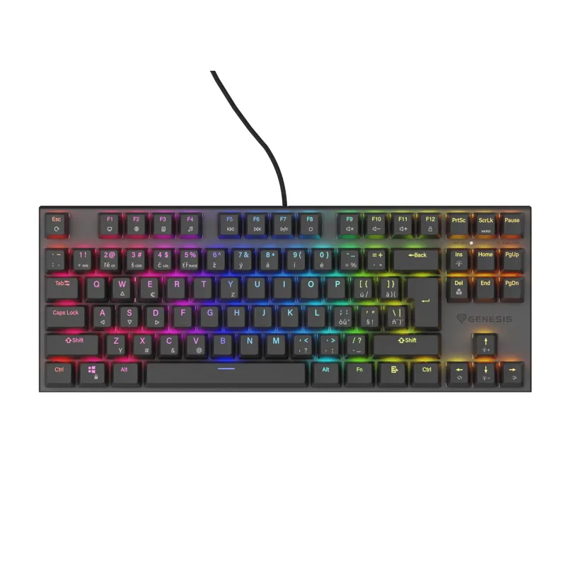 Genesis tichá herná klávesnica THOR 303/ TKL/ RGB/ Outemu Peach/ Drôtová…