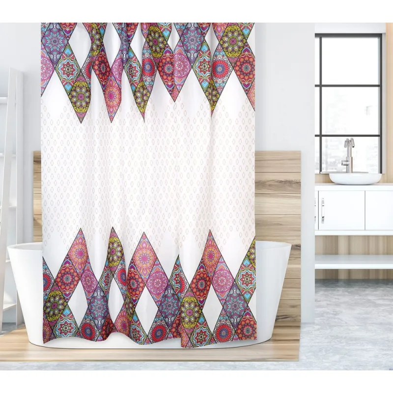 Kúpeľňový záves ružová mandala