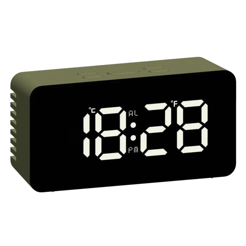 JVD Digitální zelený budík do sítě s bílými LED svítícími čísly JVD SB3658.6